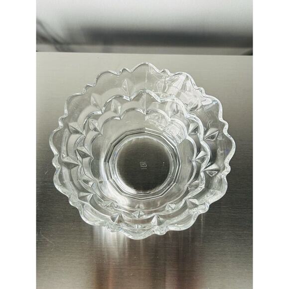 Vintage Heisey 6 1/4” Nappy Bowl Impressed Diamond H Scallops Clear Glass Dish - Picture 4 of 14